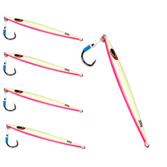 Uncle Mo Tackle 200g Sand EEL Jig Pink Glow front view