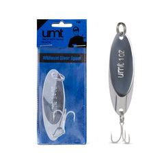 UNCLE MO'S chrome spoon lure with wobble action for trout and bass.