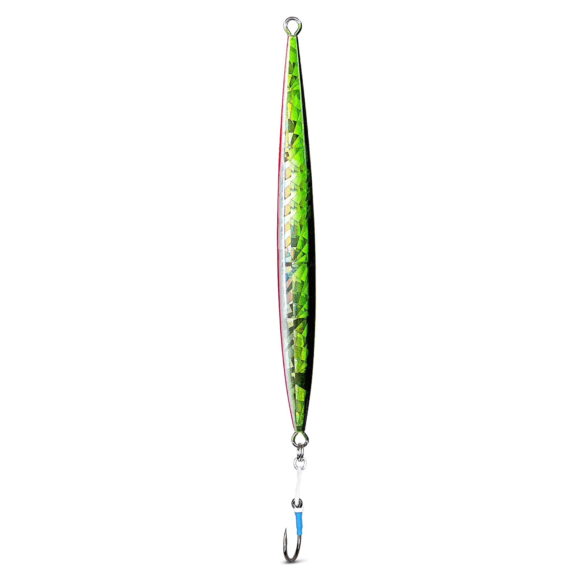 Uncle Mo's 200g jig, sand eel profile for tuna and bass offshore.