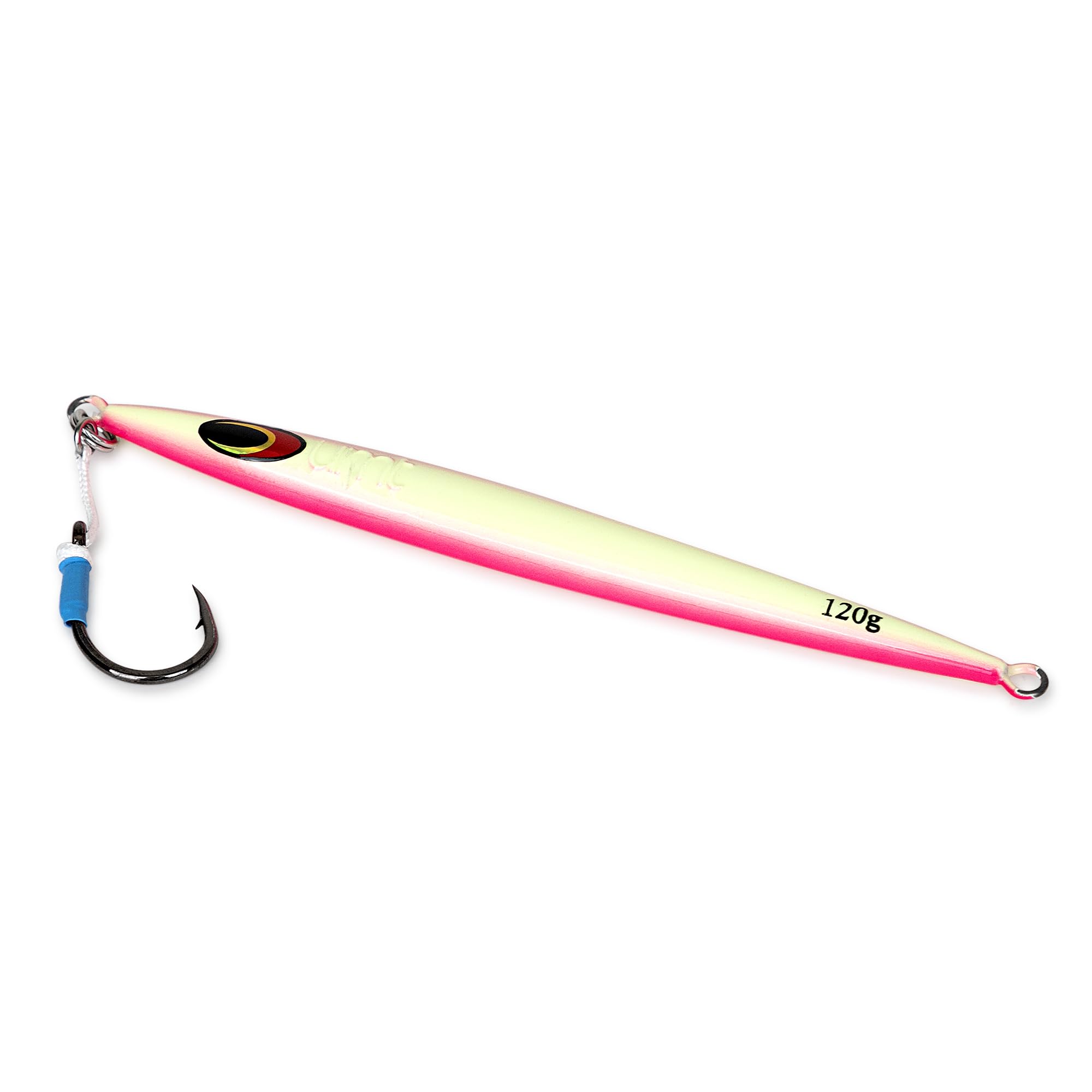 Uncle Mo's pink glow jig performs in deep and shallow water for bass and tuna.