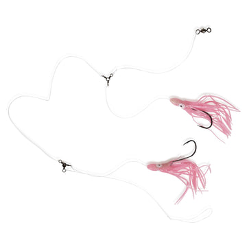 Uncle Mo's Tile Fish Hi-Lo rig with 10-0 snelled octopus hook for deep sea use.