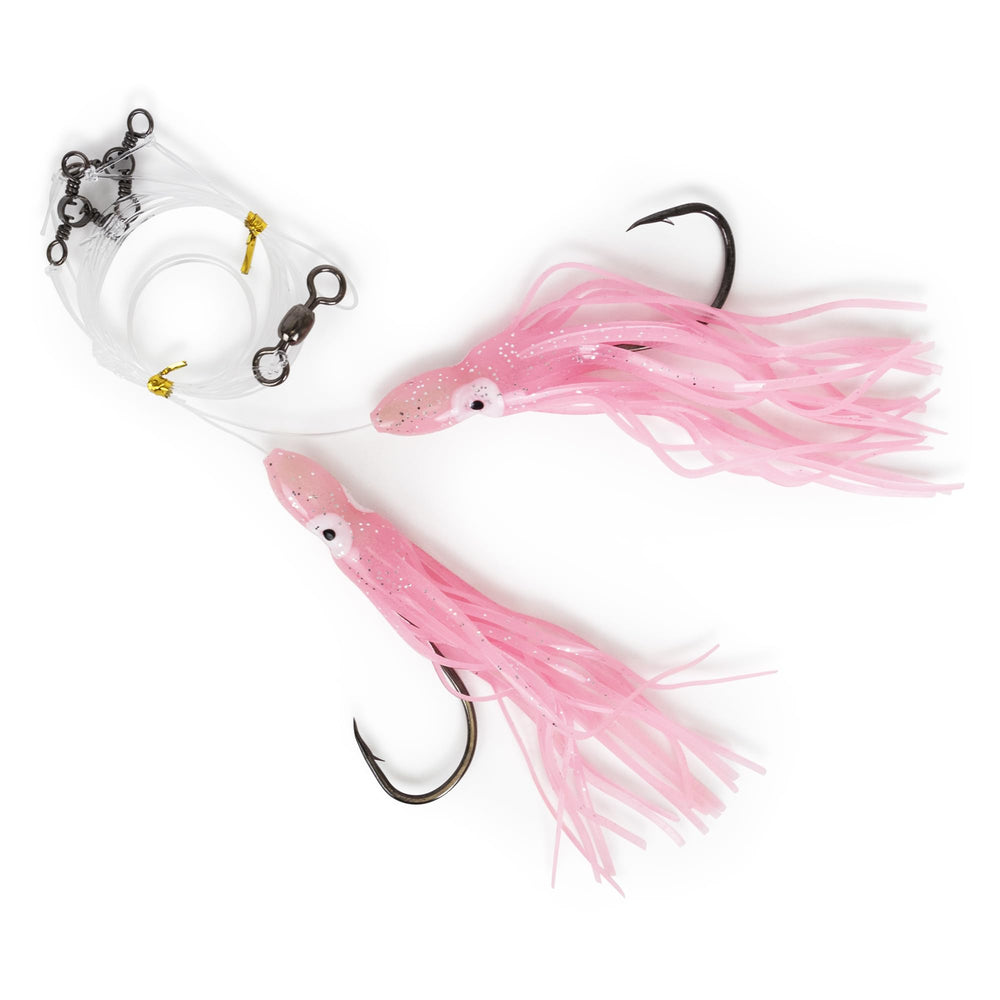 Uncle Mo's Tile Fish Hi-Lo rig with pink glow skirts boosts deepwater visibility.