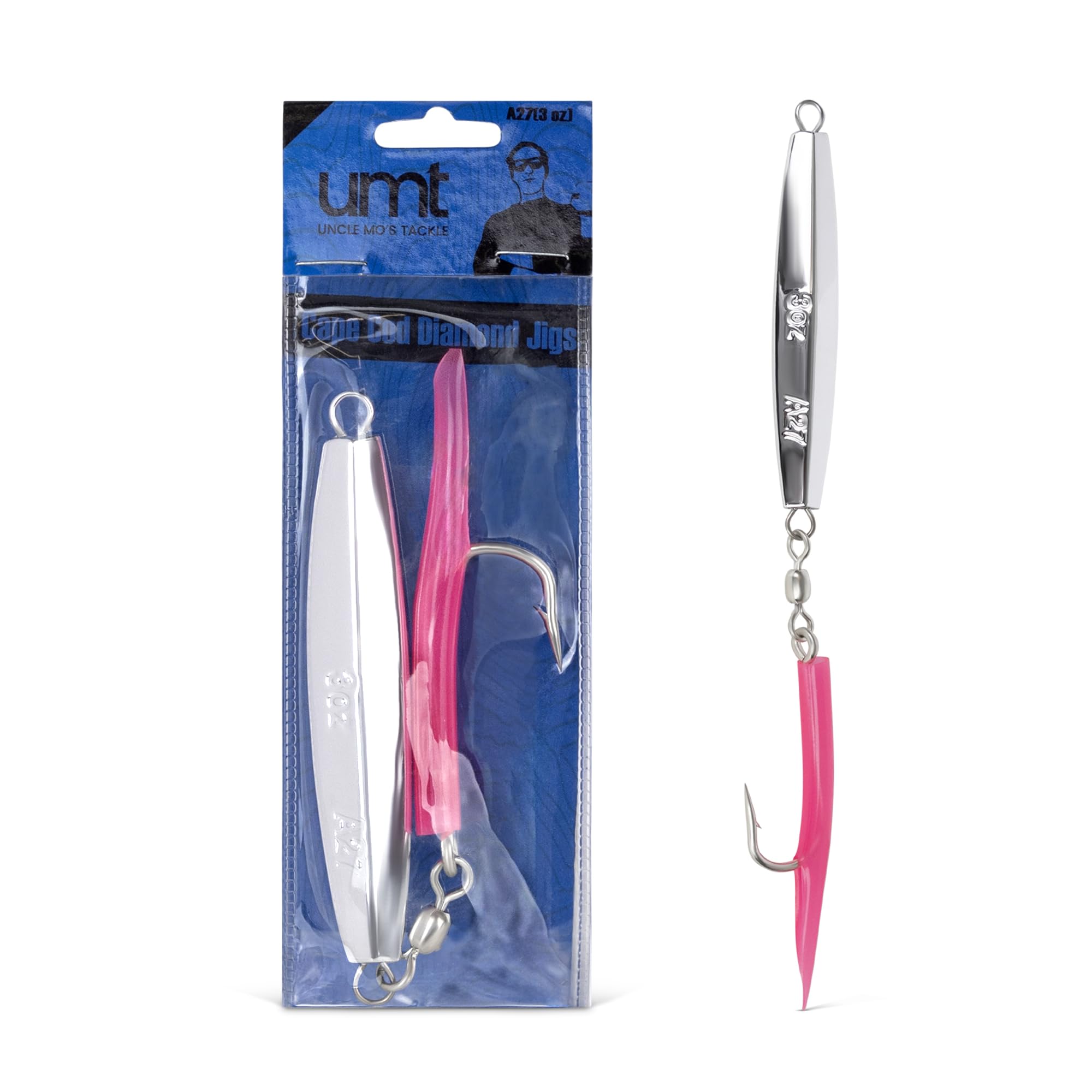 UNCLE MO'S SALTWATER TACKLE UMT A27 diamond jig with chrome finish attracts bites