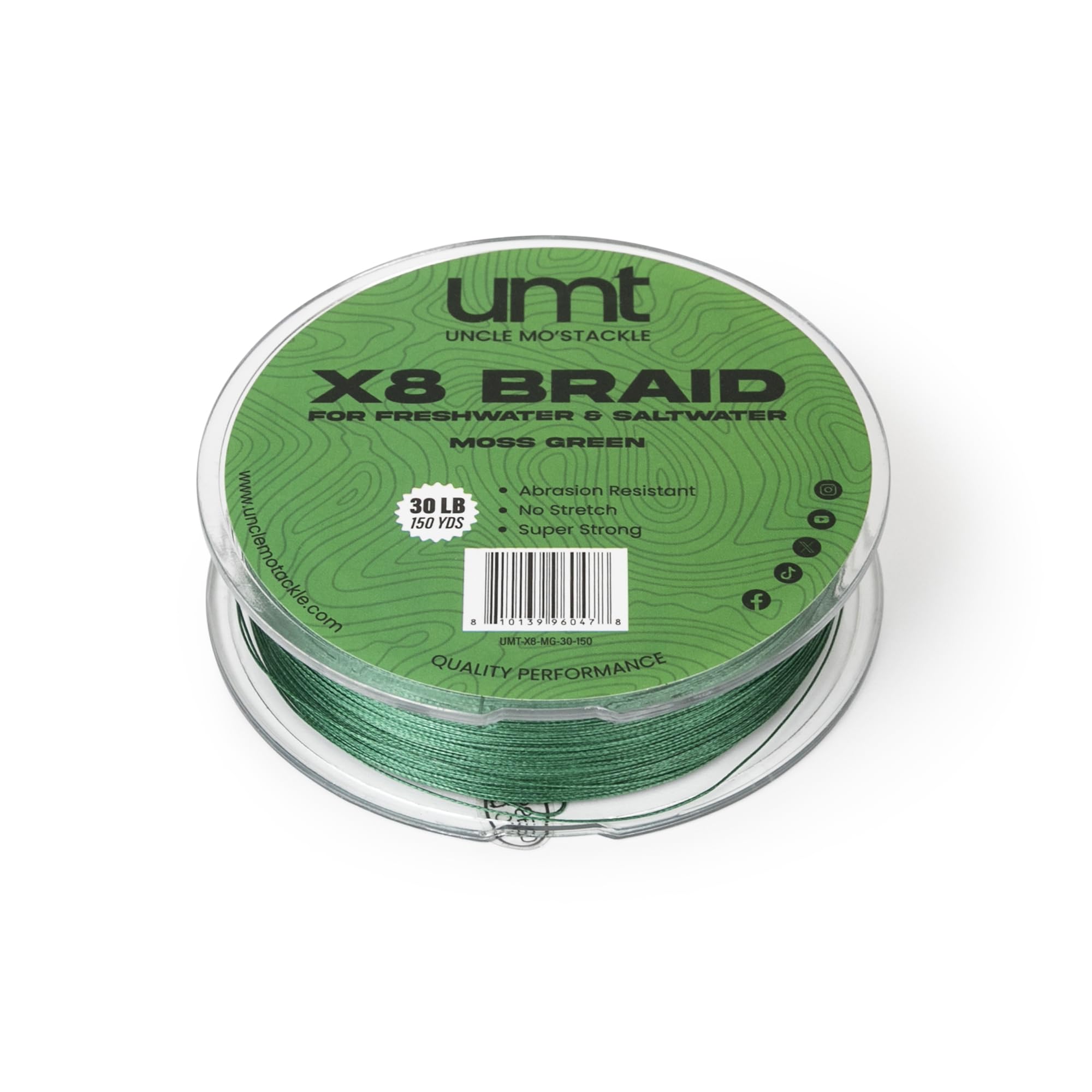 UNCLE MO'S SALTWATER TACKLE UMT pro-grade braid for steady cast control.