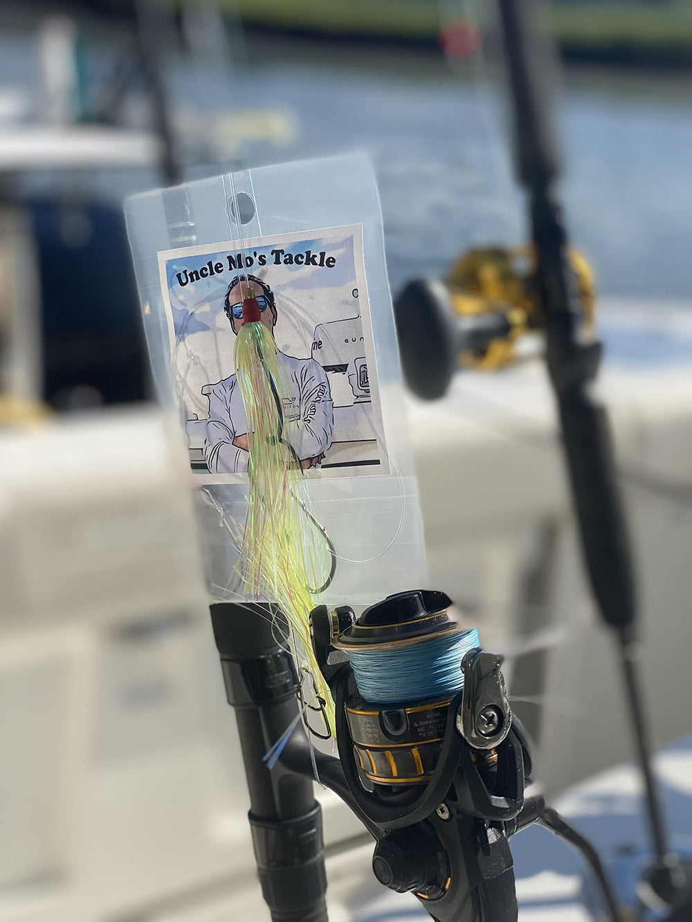 2ft heavy-duty mono leader keeps baits positioned correctly.