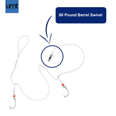 Uncle Mo's Tackle bottom rig shows 80lb sinker loop and sturdy swivel for depth control.