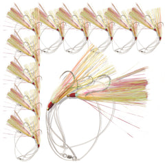 Uncle Mo's Hi-Lo rig with chartreuse Mylar teaser for deep-water fluke fishing