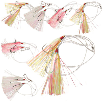 Hi-Lo rig six-pack for fluke and flounder with 3/0 BKK octopus hooks
