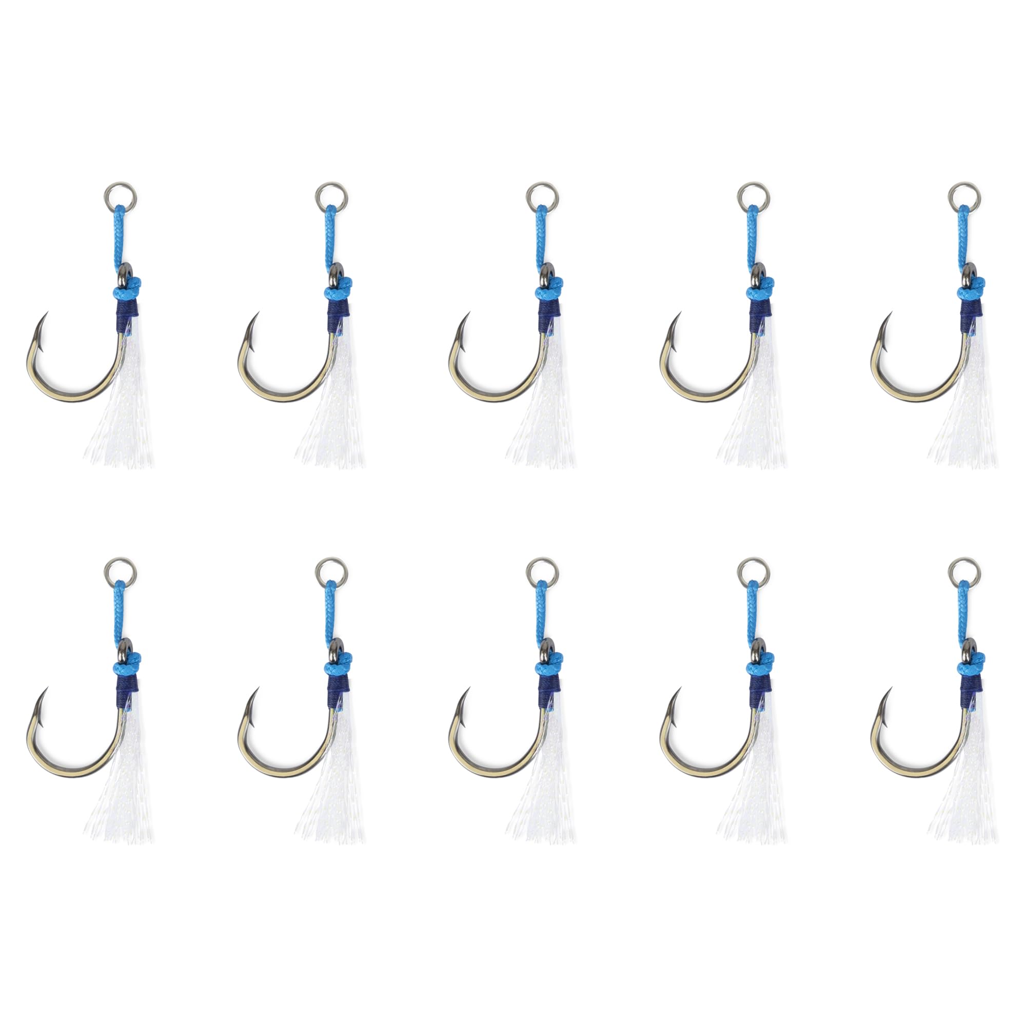 Uncle Mo's Jigging Assist Hooks with Bucktail Teaser in a 10-pack