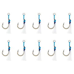 Uncle Mo's Jigging Assist Hooks with Bucktail Teaser in a 10-pack
