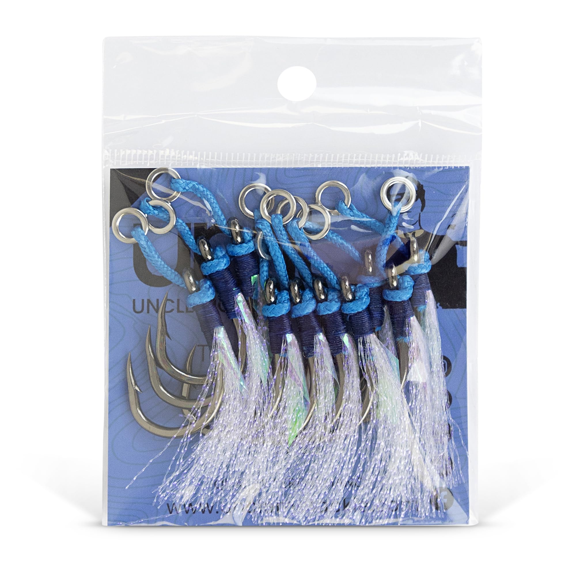 Pre-tied Uncle Mo's Jigging Assist Hooks ready to fish