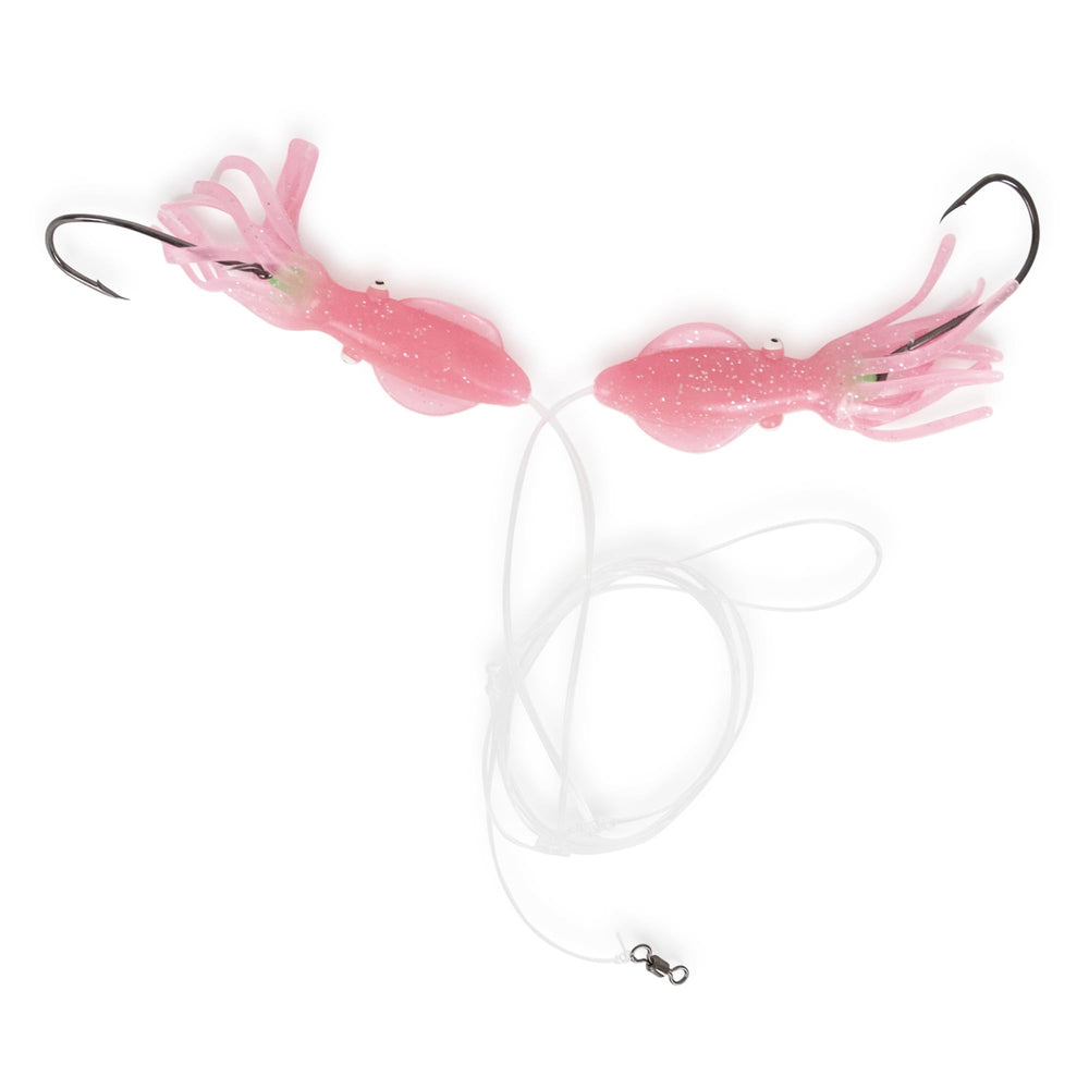 UNCLE MO'S Pensacola snapper Hi Lo rig with pink squid teasers attracts grouper