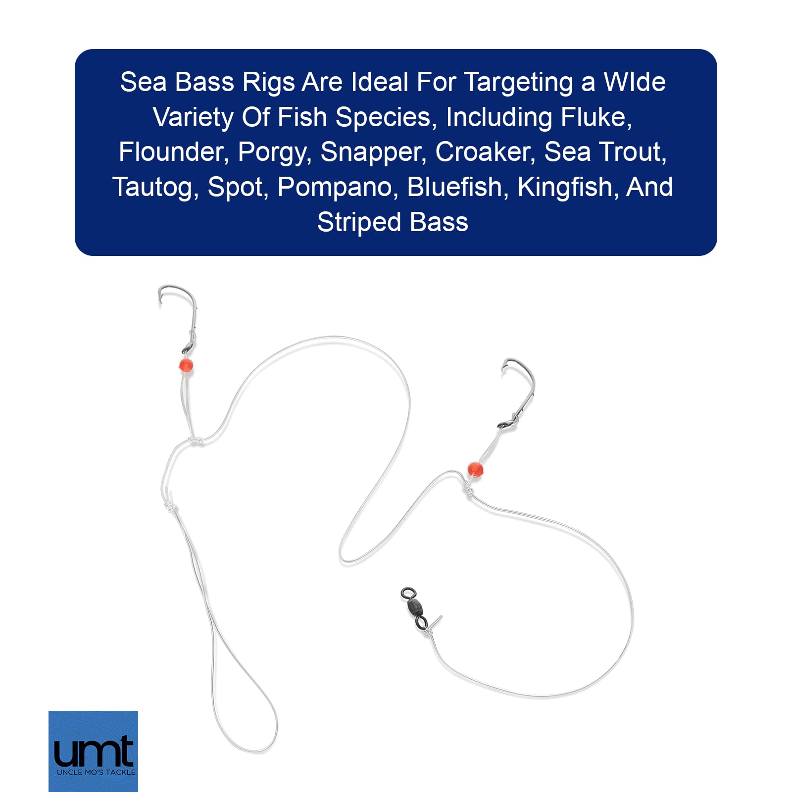Uncle Mo's Tackle premium hand-tied rig built for durability.