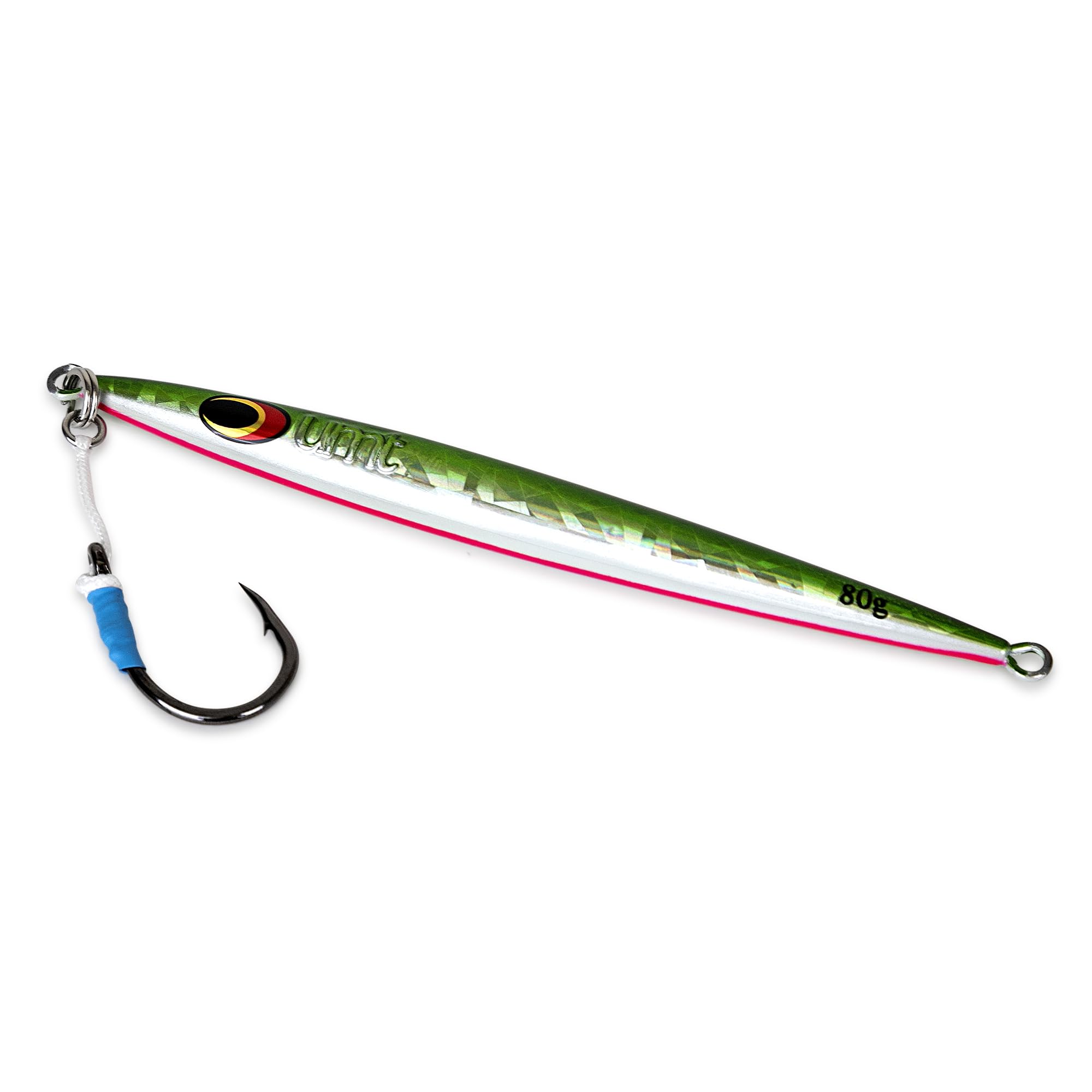 Uncle Mo's tackle sand eel jig in motion, showing lifelike action