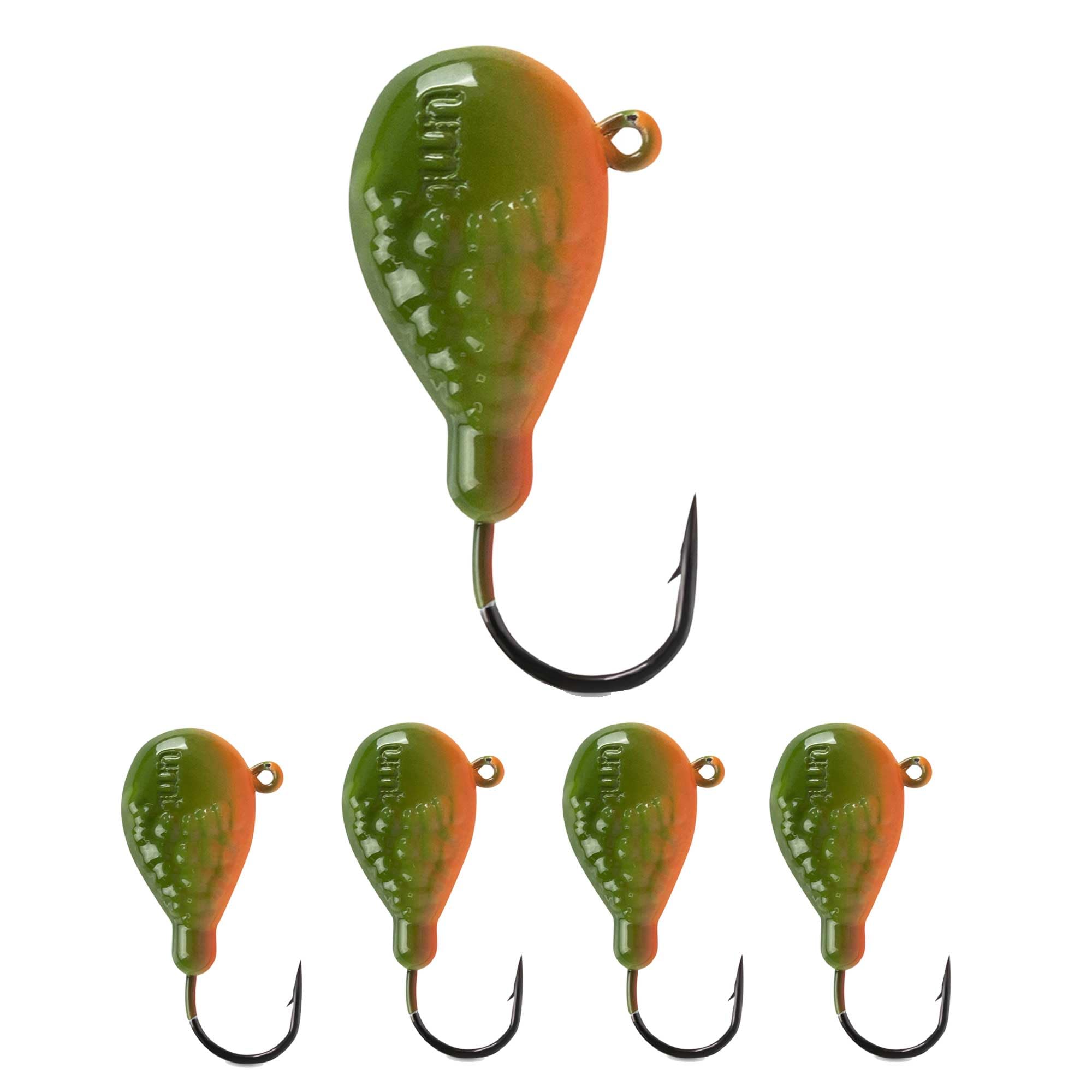 Uncle Mo's Rockaway Wrecker 1.5oz orange-green front view for structure fishing.