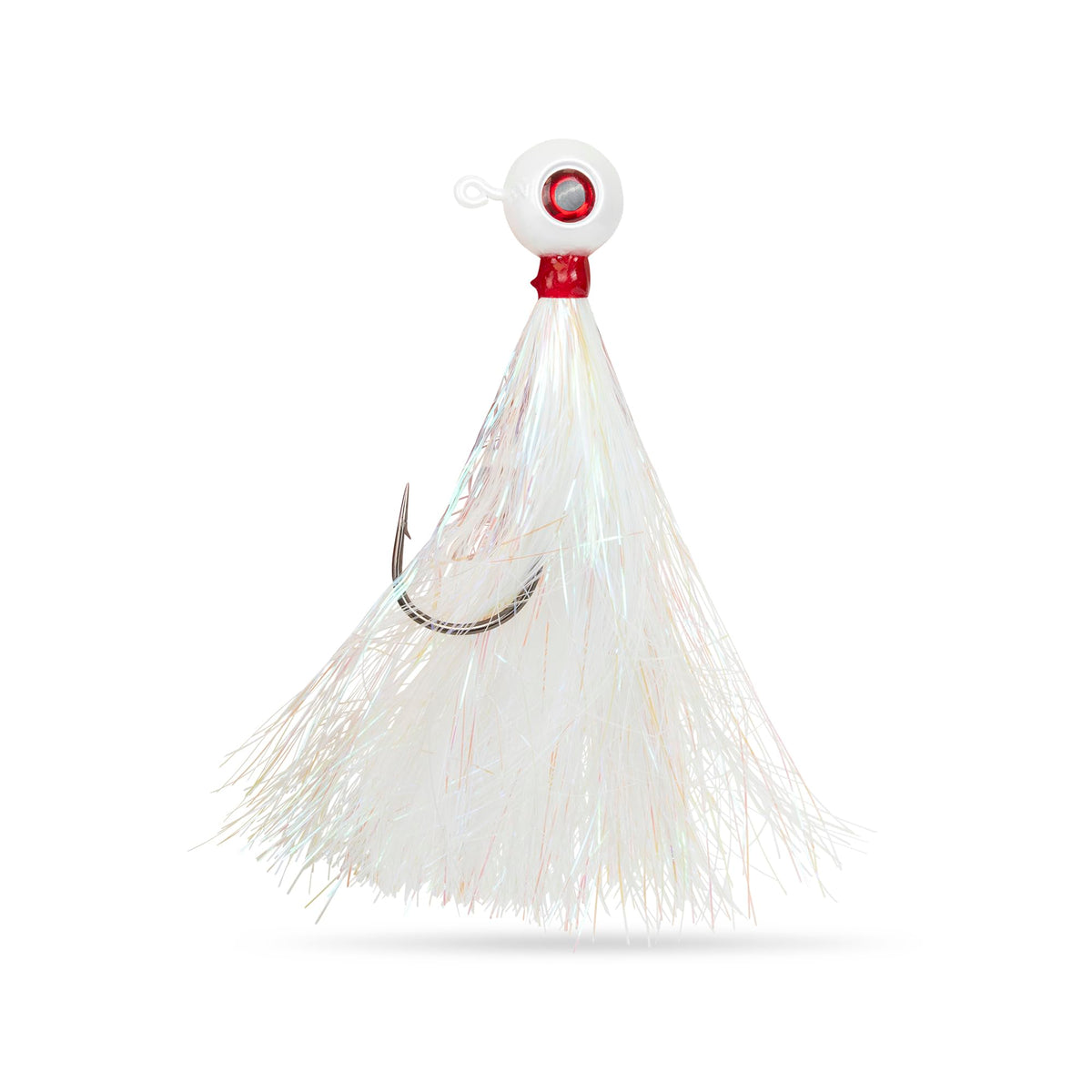 UNCLE MO'S UMT pearl white jig with Mylar teaser enhances underwater visibility