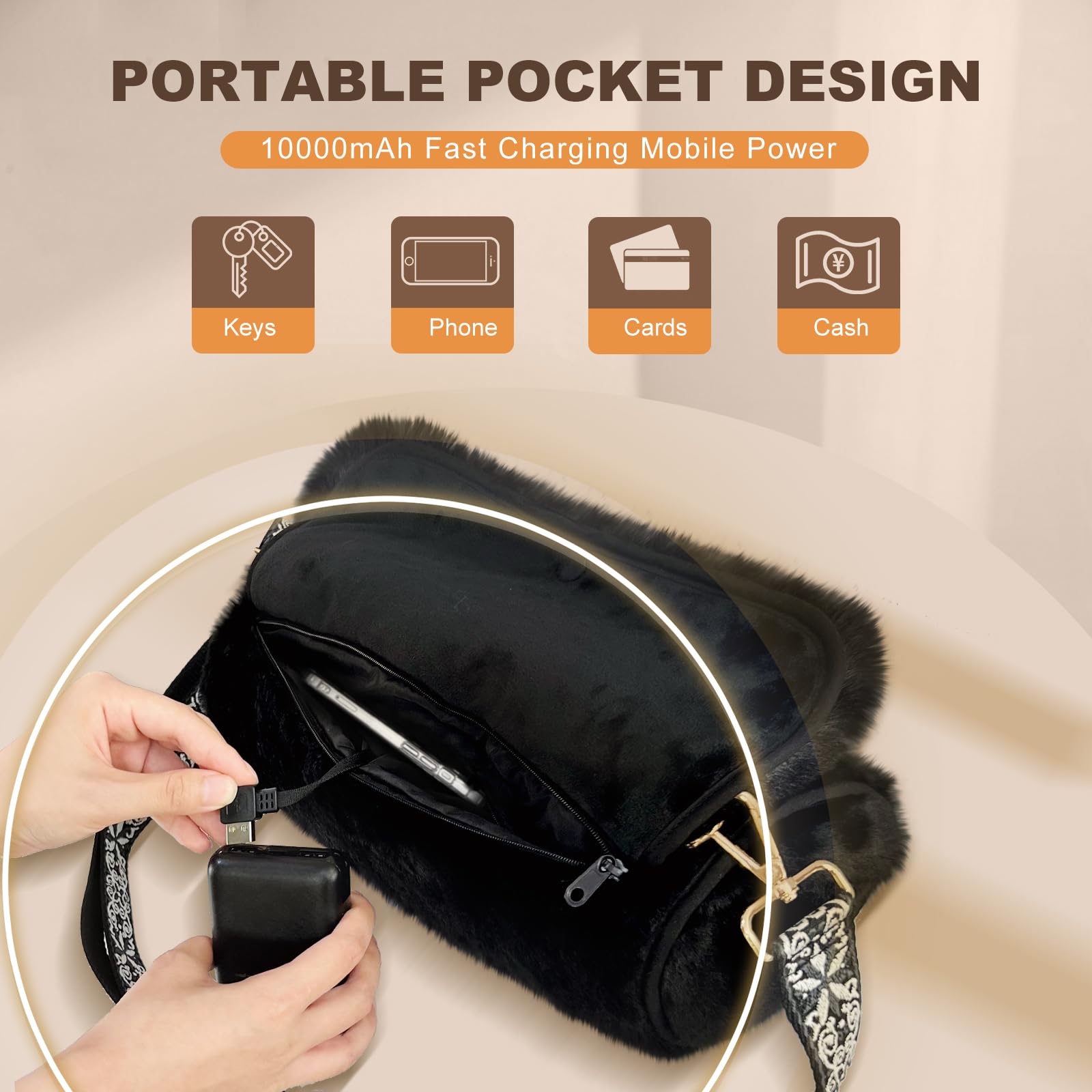 uncn Rechargeable Hand Warmer Pouch with 10000mAh battery powers extended warmth on the go.