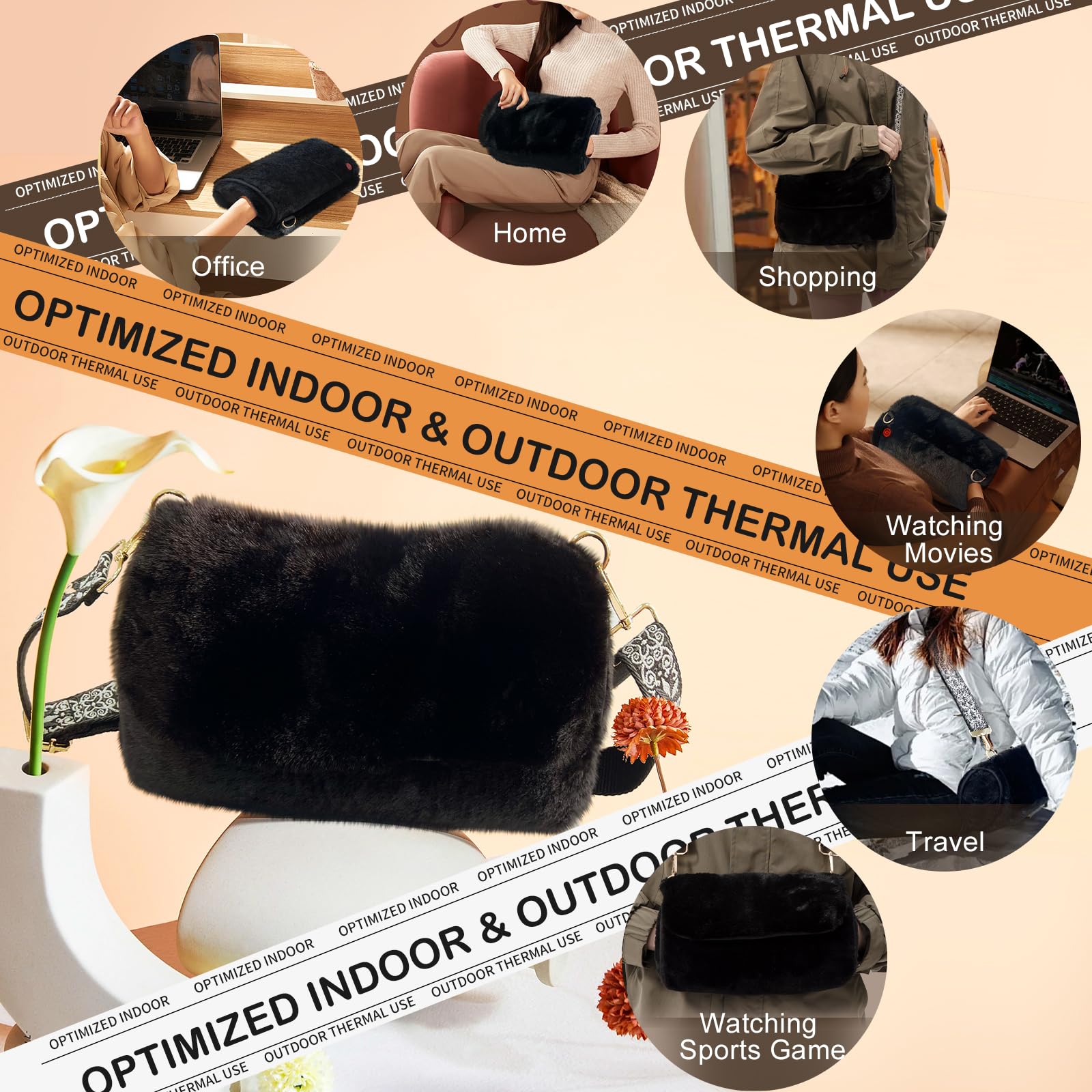uncn Hand Warmer Pouch interior fleece lining provides snug warmth inside pockets.