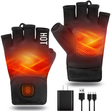 UNCN heated gloves fingerless design keep hands warm while typing outdoors