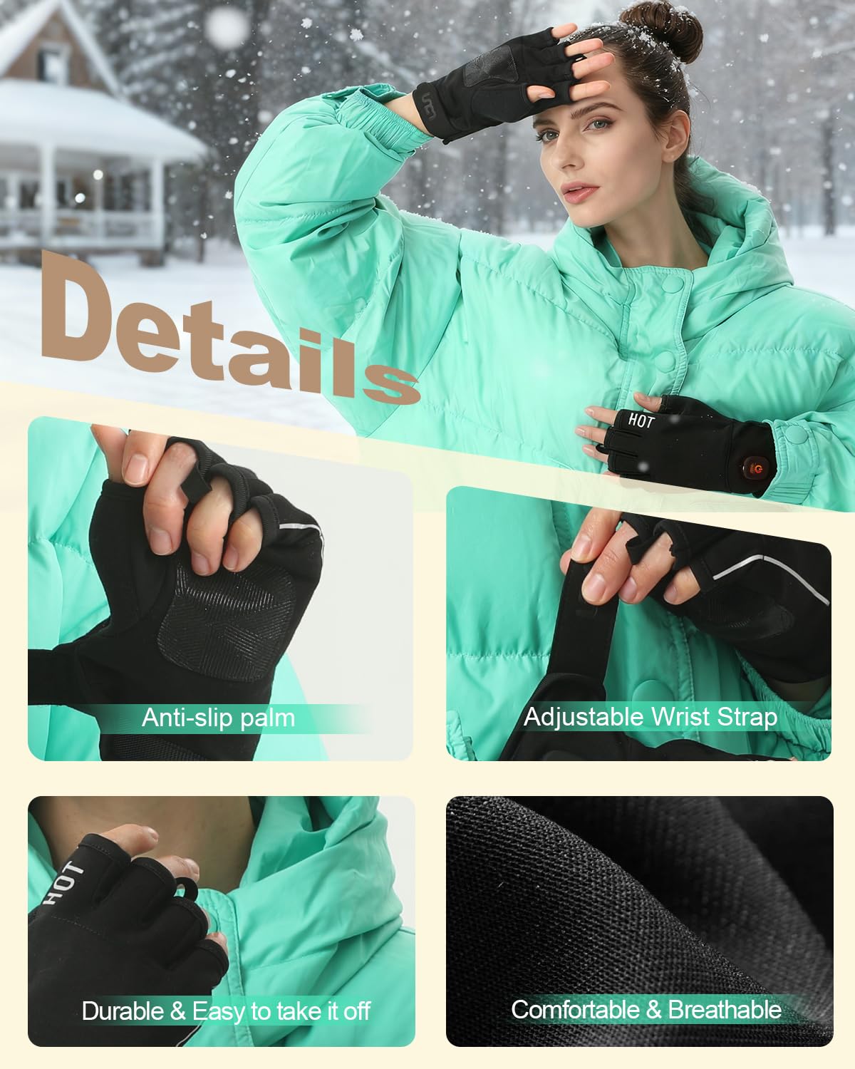 UNCN heated gloves weigh 180 grams for lightweight all-day wear