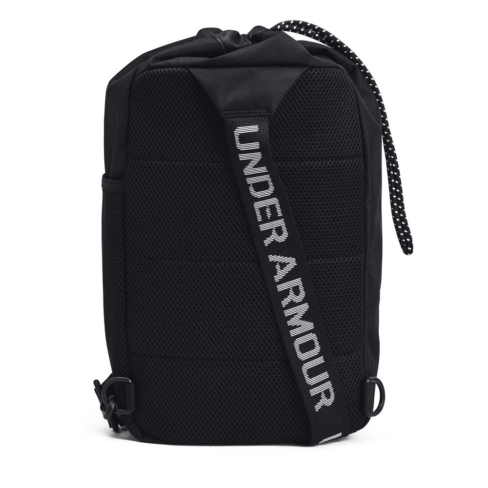 Under Armour 1376461-1-OSFM sling bag side pocket open emphasizes quick-access storage.