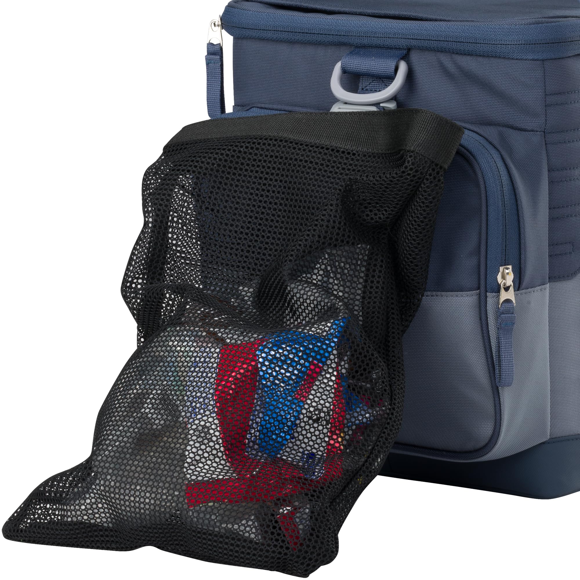 Under Armour Sideline Cooler holds 12 or 24 cans with ice to stay cold.