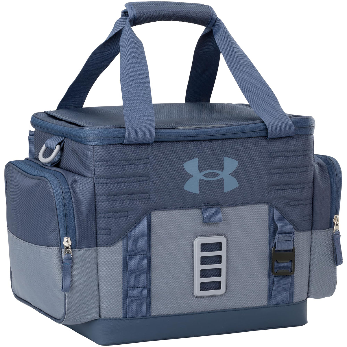 Under Armour Sideline Cooler shows durable fabric protecting contents during outdoor use.