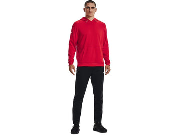 Under Armour Storm Fleece Hoody Red hood with drawcord provides weather coverage.