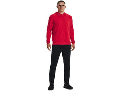 Under Armour Storm Fleece Hoody Red hood with drawcord provides weather coverage.