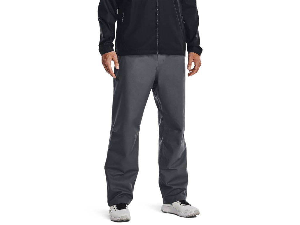 Under Armour Stormproof Lined Rain Pants front view showing waterproof shell for wet runs