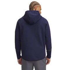 Under Armour Unstoppable fleece grid hoodie zip-close closeup shows durable full-zip design