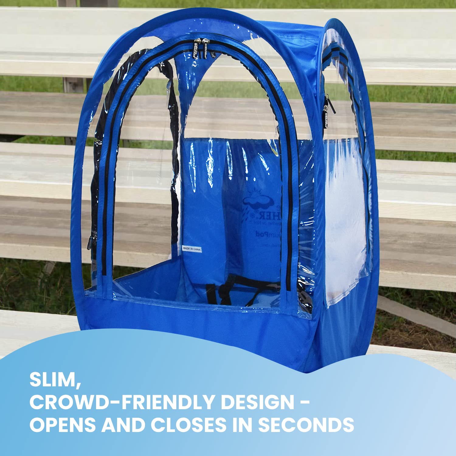 Under the Weather StadiumPod durable materials withstand crowds and weather.
