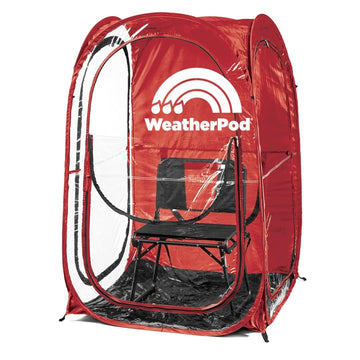 Under the Weather WeatherPod Original front view shows shelter ready for rain or sun protection.