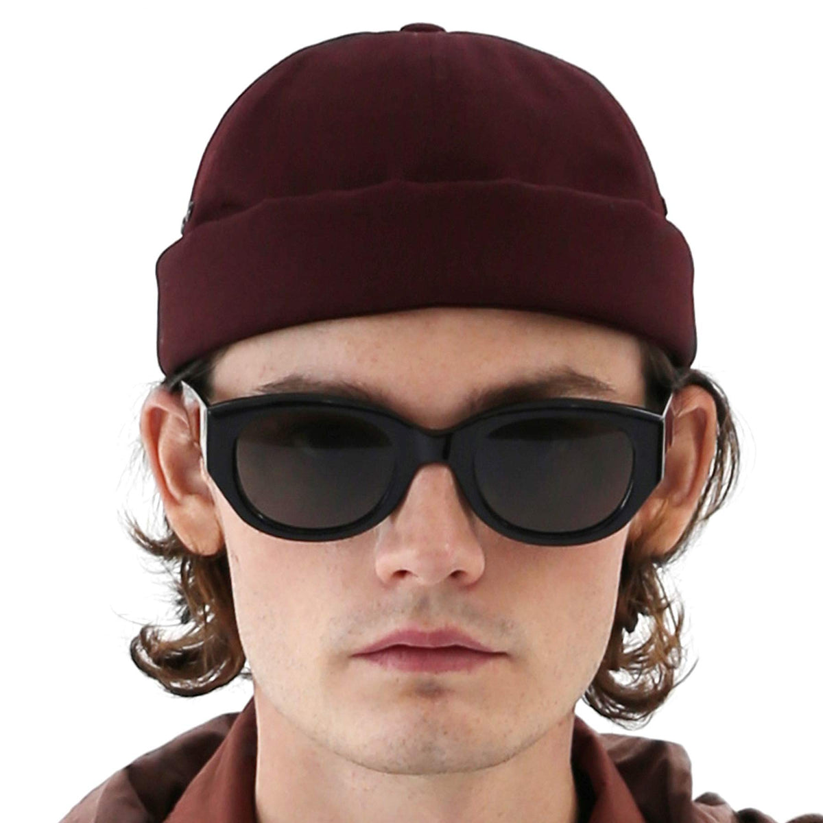UNDERCONTROL VNTG brimless cap wine color front view ideal for casual daily wear.