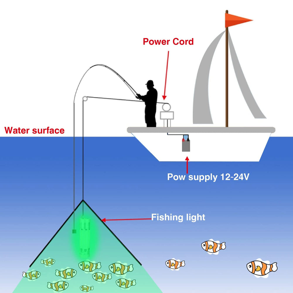 Submersible light attracting a variety of freshwater and saltwater fish