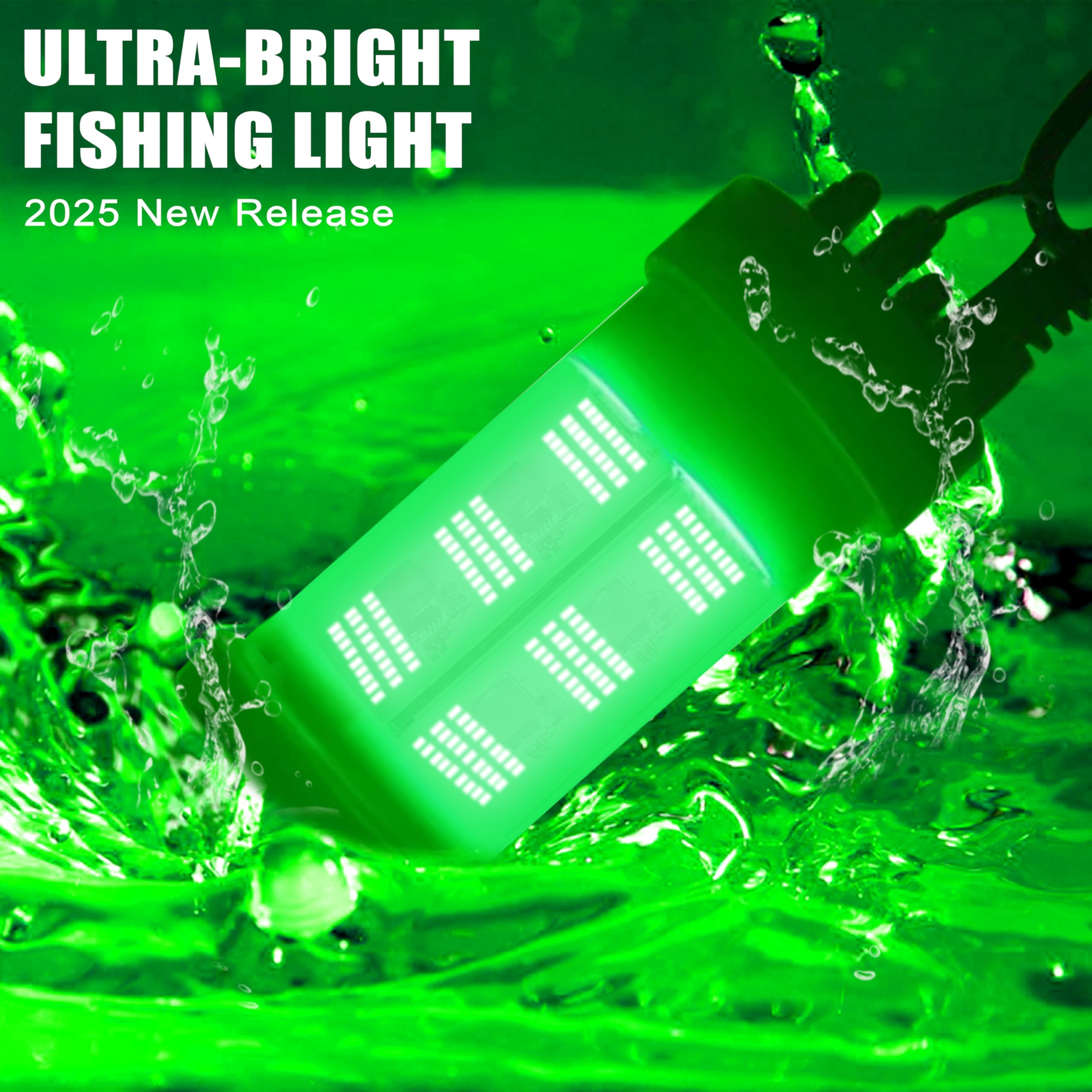 12-24V submersible green fishing light with 20ft power cord