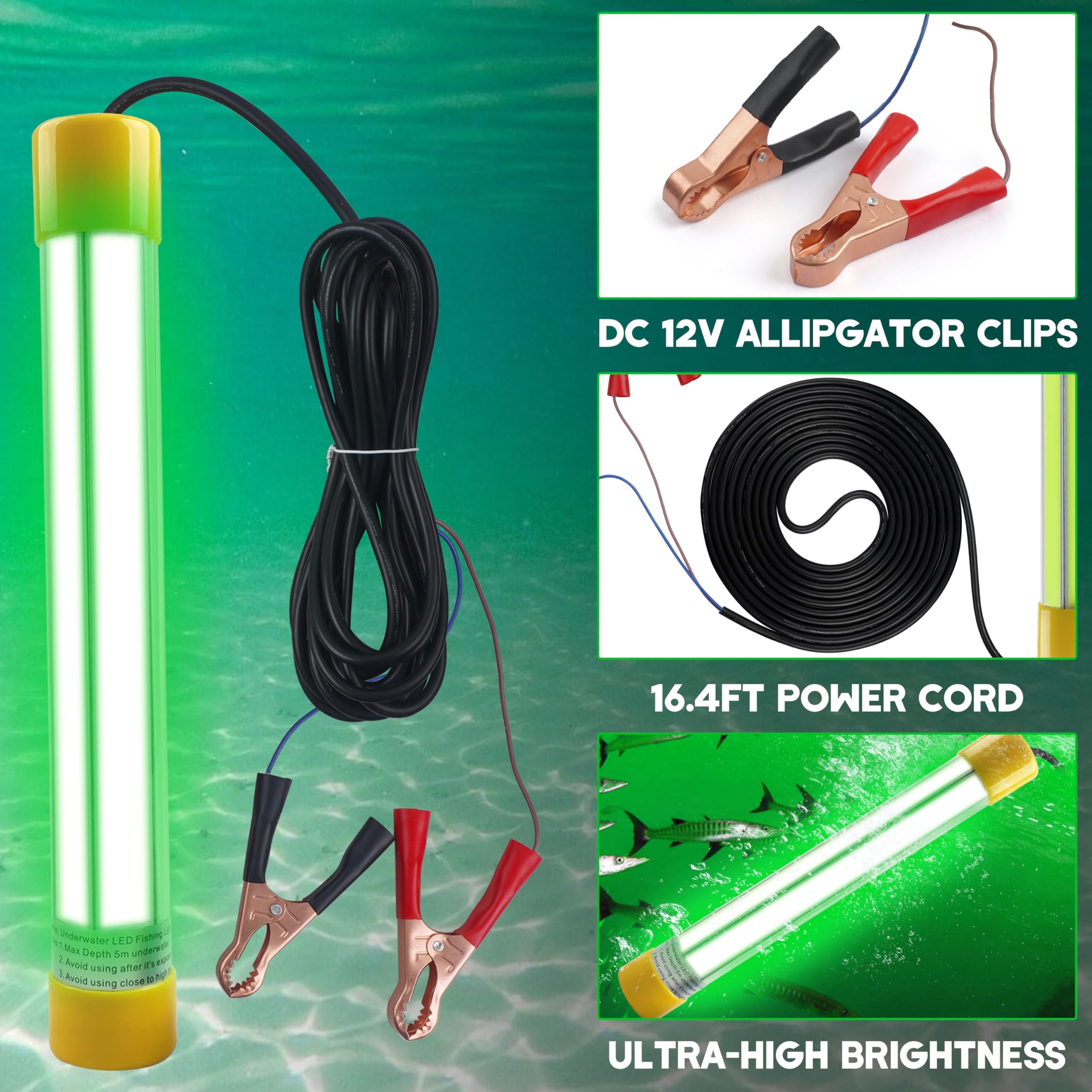 Close-up of 50W LED green underwater fishing light