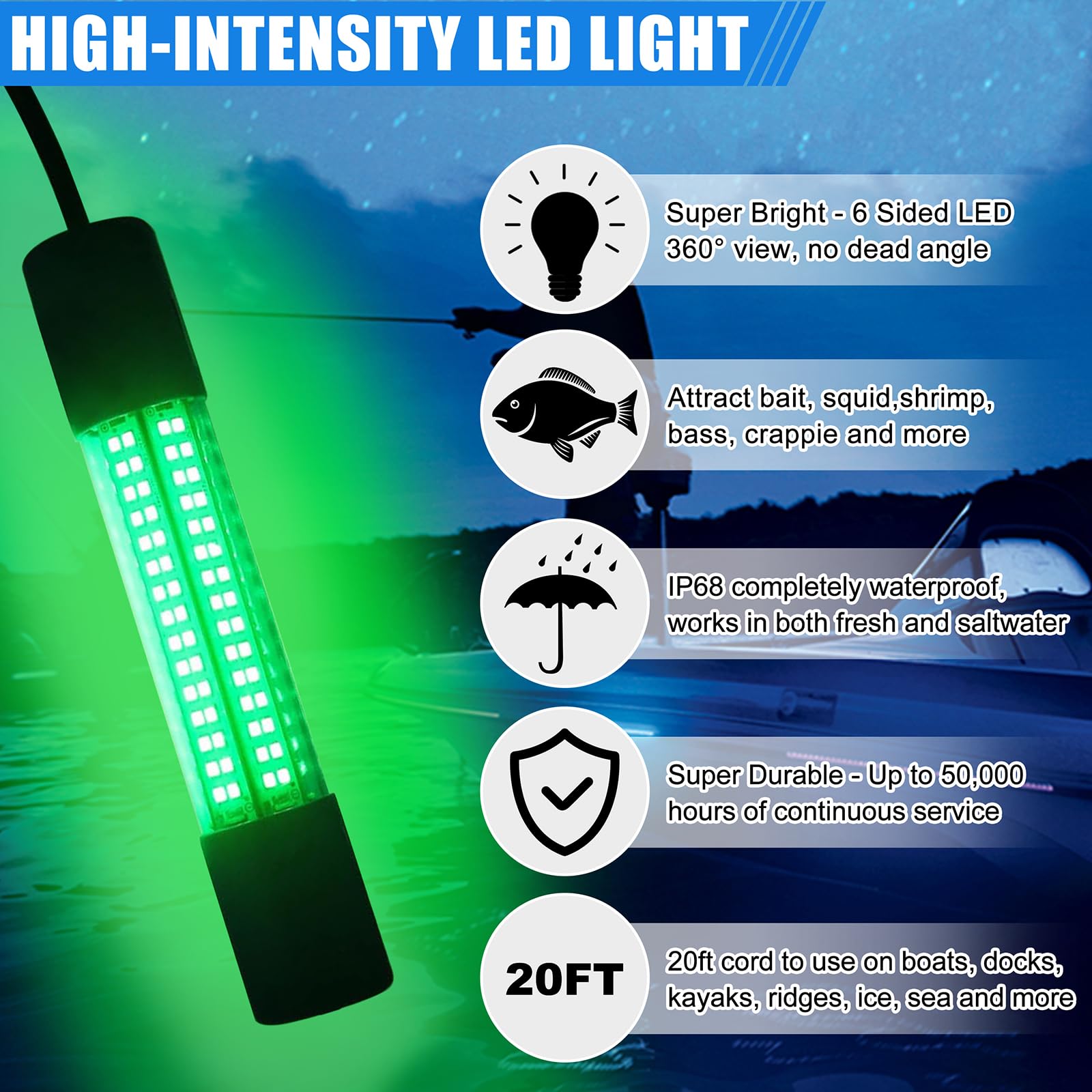 20ft power cord with battery clip for quick setup