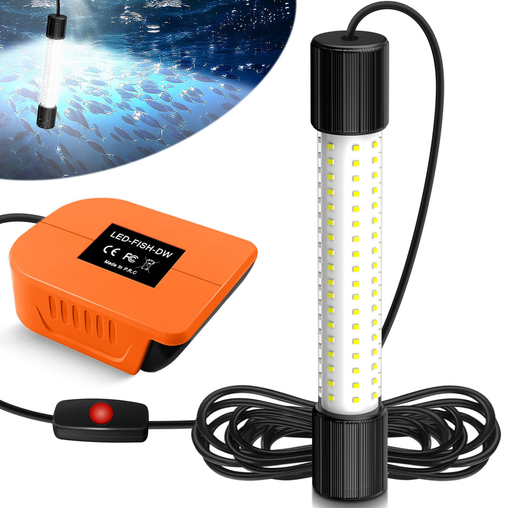 White LED underwater fishing light with 360-degree coverage