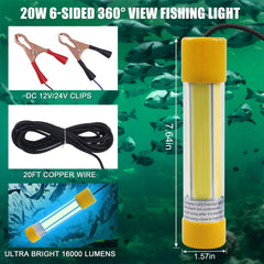 Underwater LED fishing light delivering 16,000 lumens for boats and docks