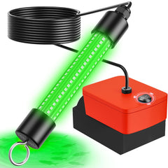 Underwater fishing light mounted on a boat powered by Milwaukee 18V battery (not included)