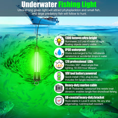 Close-up of the 126 LEDs in the IP68 green underwater light