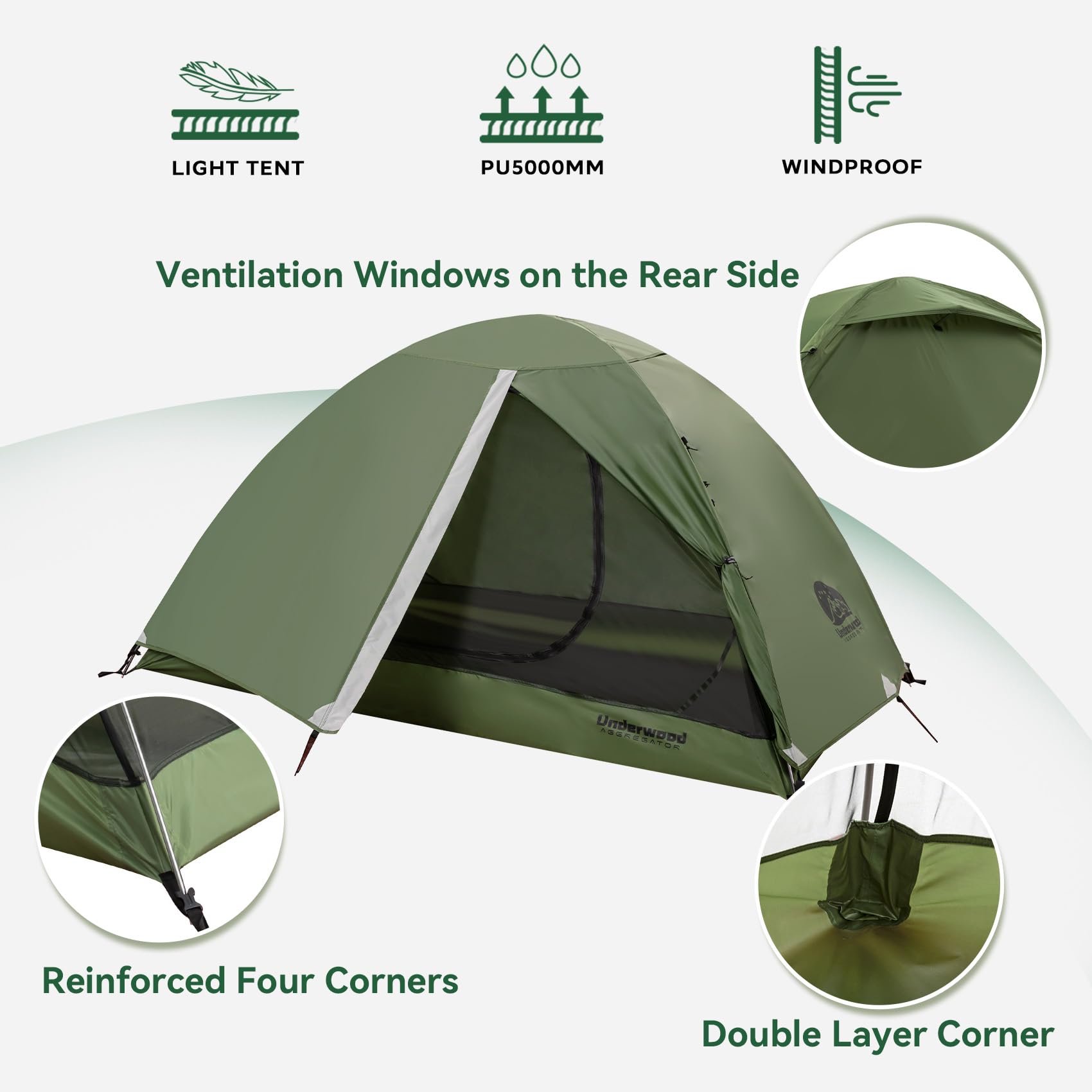 Underwood Aggregator aluminum poles ensure quick stable setup on trails