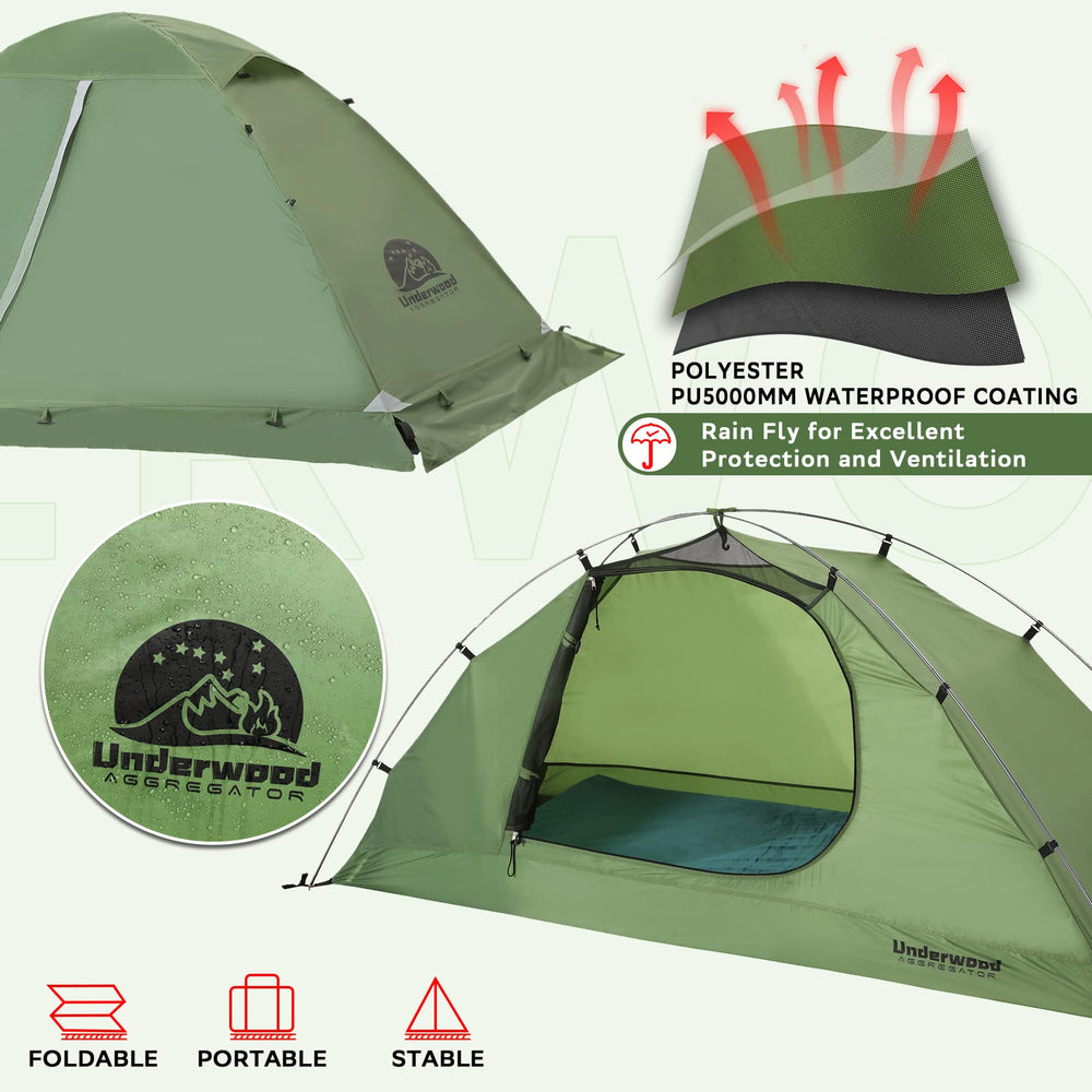 Underwood Aggregator camping light hook demonstrates convenient interior lighting for late-night use.