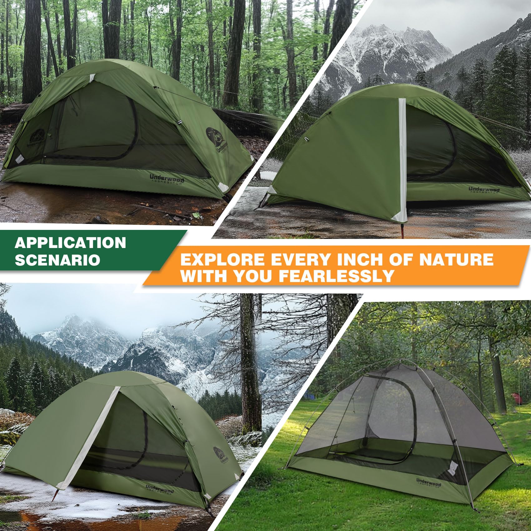 Underwood Aggregator D-shaped door tent entry for easy access after a trek