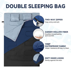 Underwood Aggregator two-layer sleeping bag opened into two separate blankets for versatile warmth.