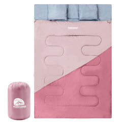 Underwood Aggregator double sleeping bag unfolded for two, offering roomy comfort and shared warmth
