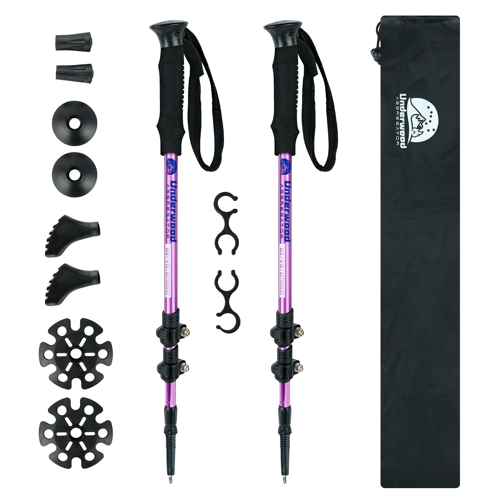 Underwood Aggregator trekking poles folded for compact storage and easy packing
