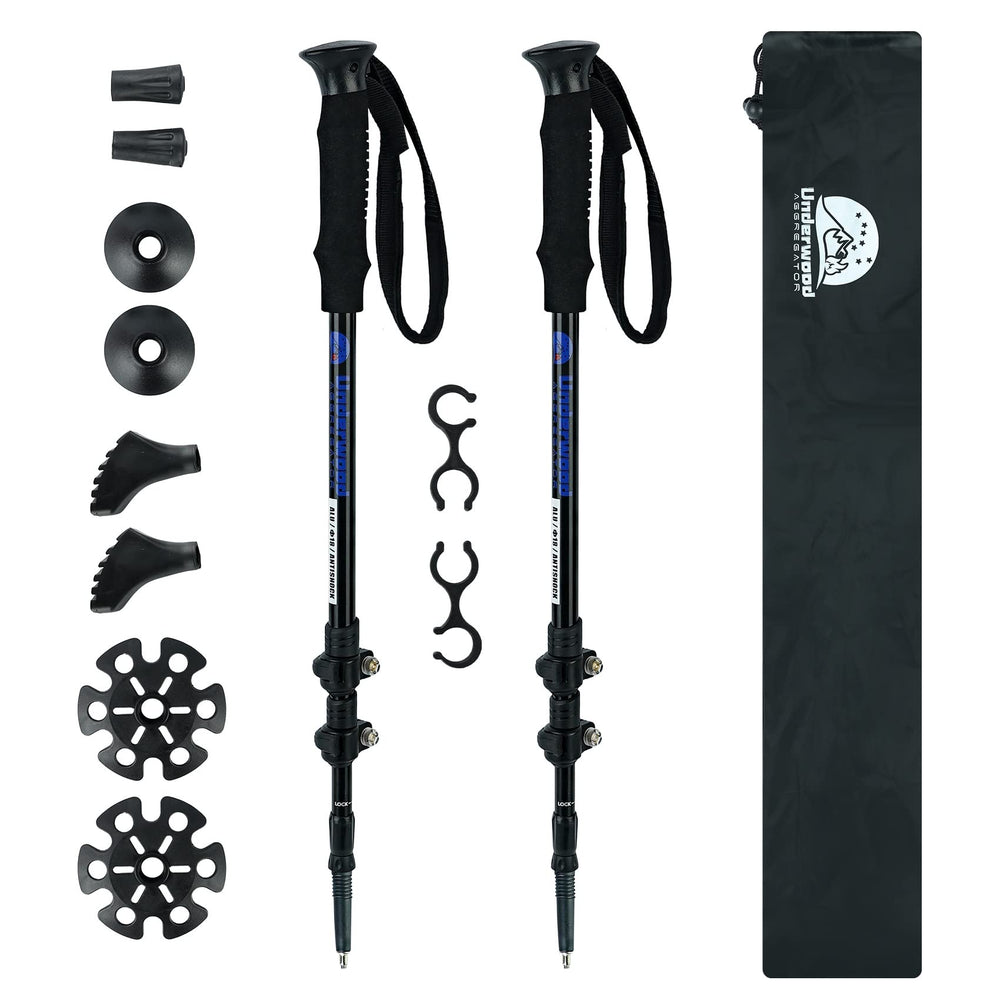 Underwood Aggregator Trekking Poles folded for compact travel and easy storage.