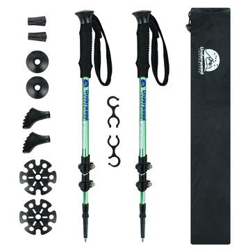 Underwood Aggregator trekking poles folded for compact carry and travel.